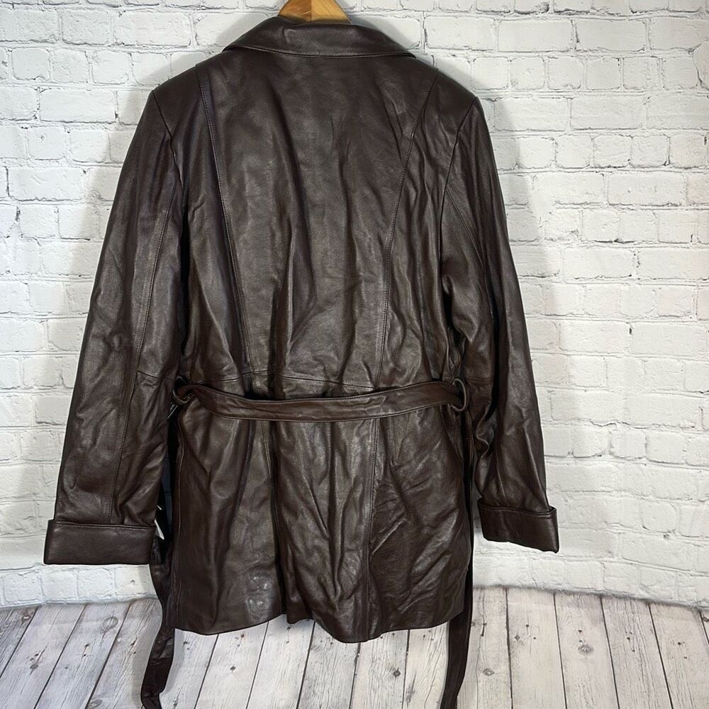 NEW Vintage 80s Wilsons Leather Thinsulate Lining Belted Jacket Coat XL Burgundy - Picture 5 of 13